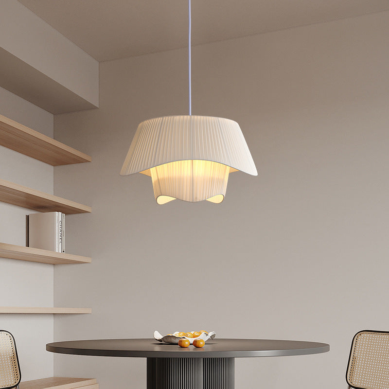 French Cream Fabric Pendant Lamp | Elegant Chandelier for Dining & Living Room | Soft Textile Shade