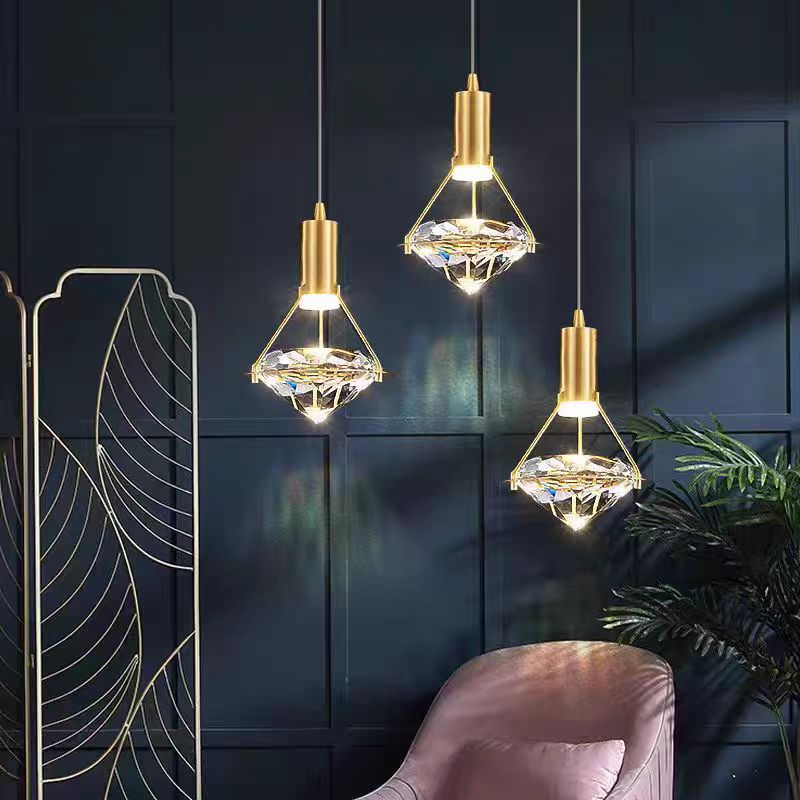 Diamond Crystal LED Chandelier | Modern Minimalist Luxury Ceiling Light | Living Room Bedroom
