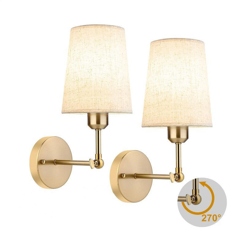 Wireless Battery-Powered Wall Lamp | Fabric Shade Cordless Sconce | Bedroom Hallway Night Light