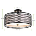 Black Iron Mesh Double-Layer Circular Ceiling Lamp | Industrial LED Pendant Light | Dining Room