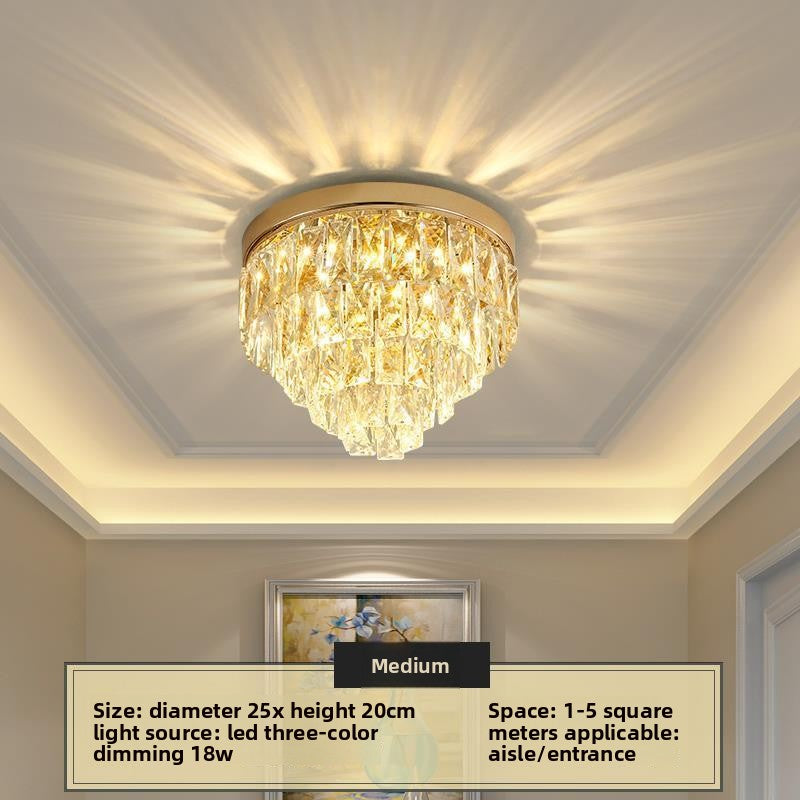 European Crystal Ceiling Lamp | Tri-Color Dimmable LED Chandelier | Living Room Bedroom Luxury Lighting