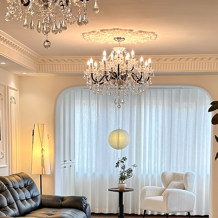 French Crystal Chandelier | Elegant Luxury Pendant Light | Living Room Dining Room