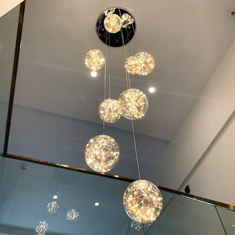 Modern LED Gypsophila Staircase Chandelier