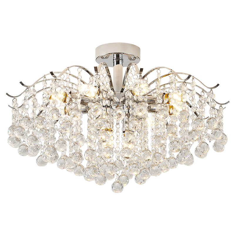 Crystal LED Ceiling Chandelier | Luxury Dimmable Flush Mount | Living Room Bedroom