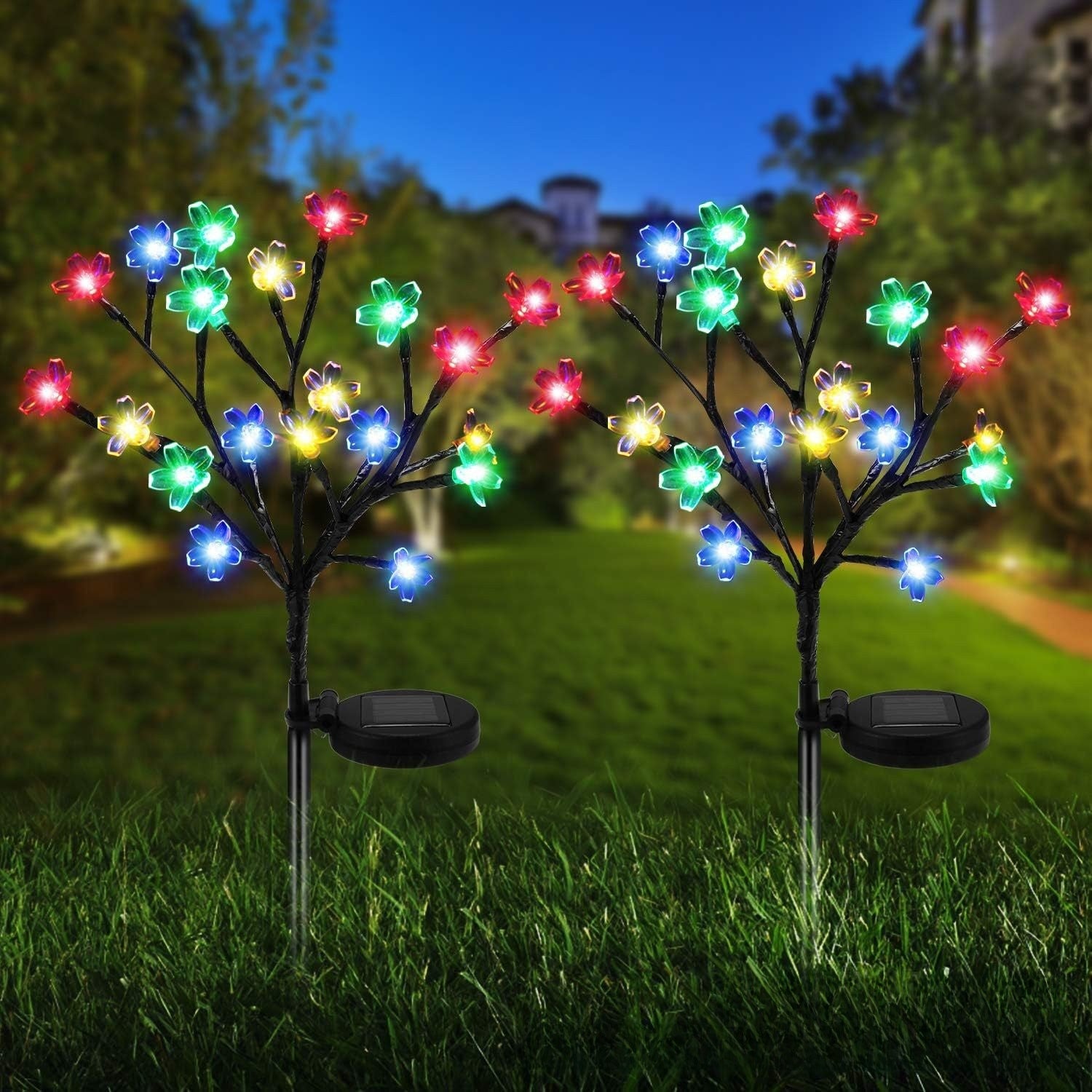 Solar Powered Decorative Garden Lamp with Flower Designs