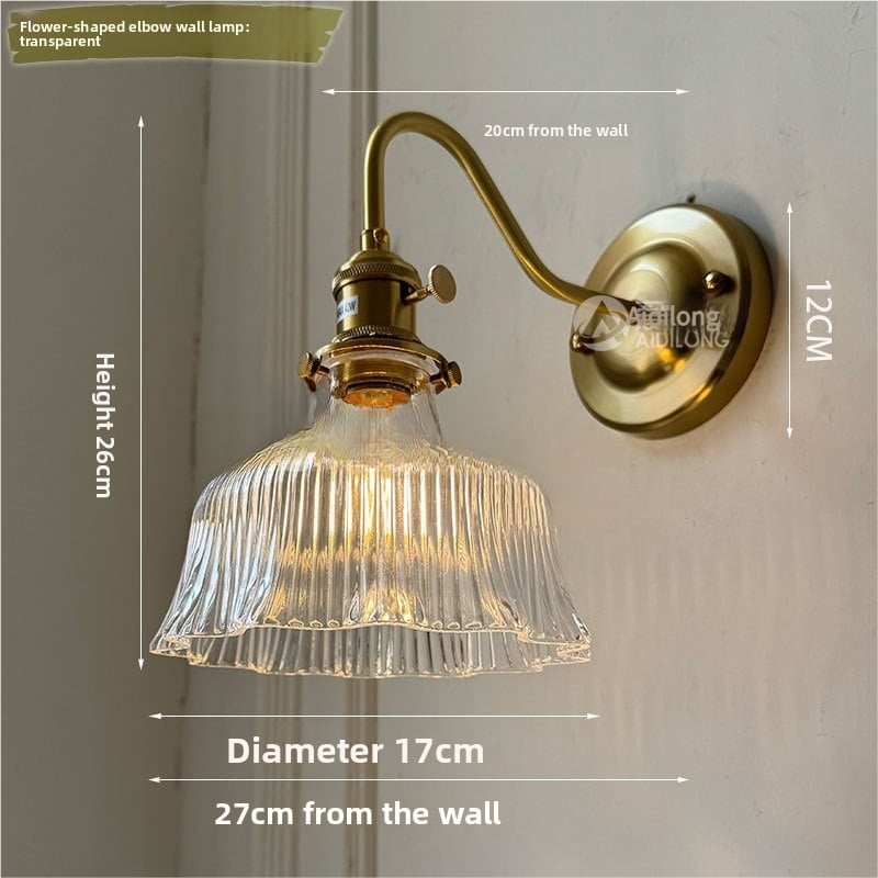 Brass Green Glass Wall Lamp | Art Deco Retro Sconce | Bedroom Cafe Bar Home Décor