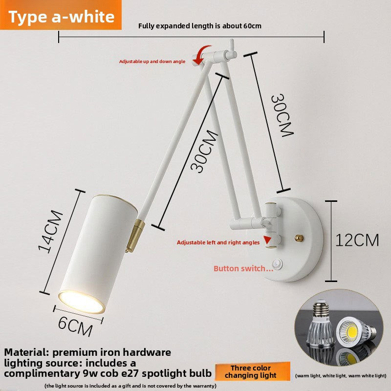 Foldable Retro Long Boom Floor Lamp | 360° Adjustable Arm | Telescopic Reading & Desk Lamp