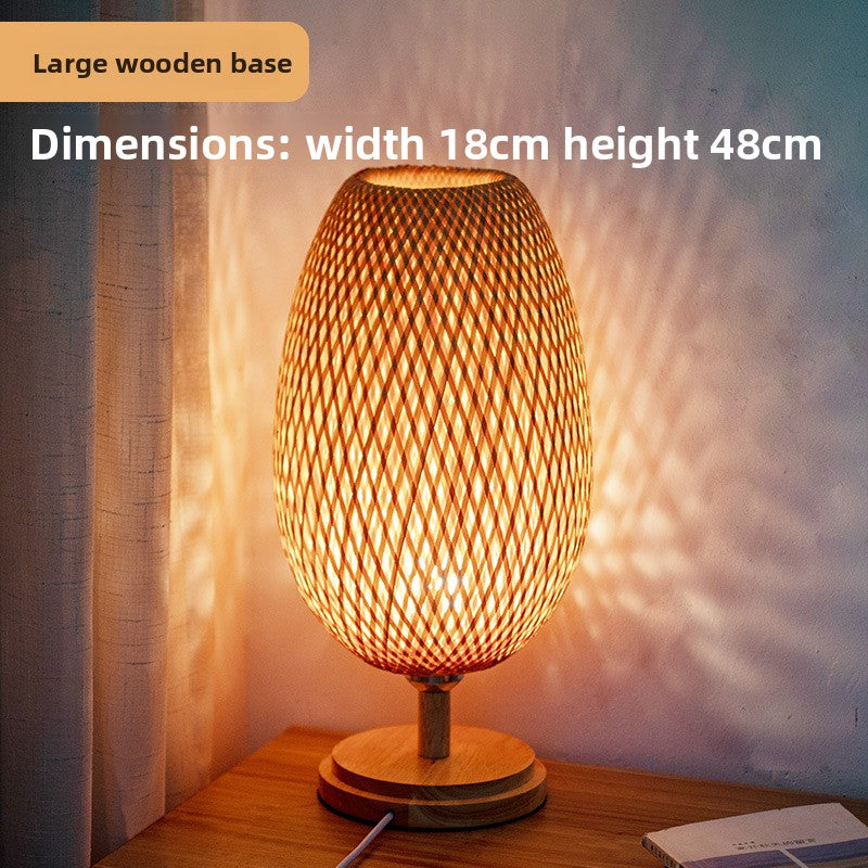 Bamboo Table Lamp | Natural Wicker Bedside Light | Boho Living Room Bedroom Décor
