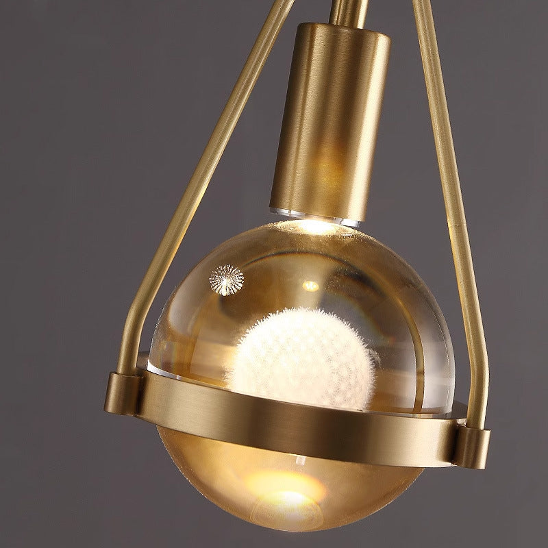 Modern Copper Crystal Dandelion LED Chandelier | Luxury Living Room Pendant | Statement Ceiling Light