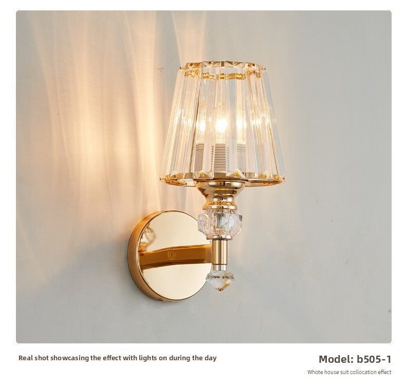 Bedroom bedside lamp eye-care crystal wall light