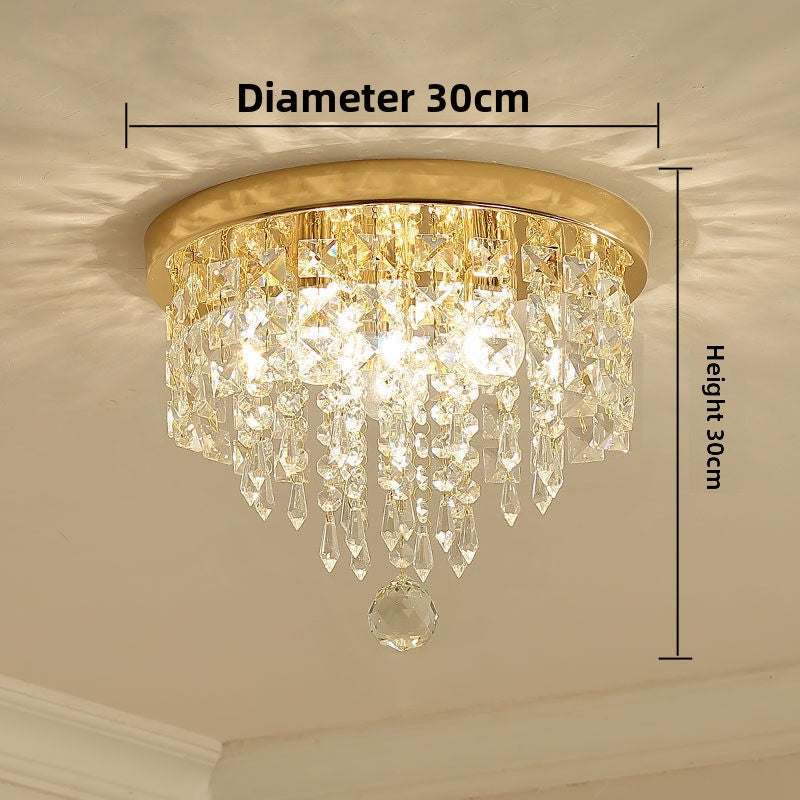 European Crystal Ceiling Lamp | Tri-Color Dimmable LED Chandelier | Living Room Bedroom Luxury Lighting