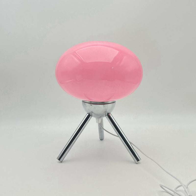 Vintage Pleated Glass Table Lamp USB Bedside Lighting