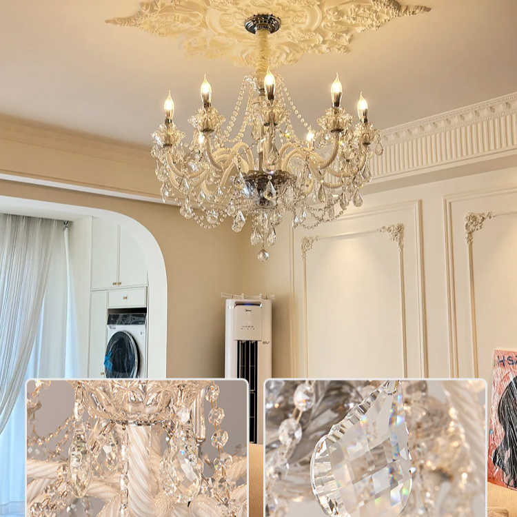 French Crystal Chandelier | Elegant Luxury Pendant Light | Living Room Dining Room