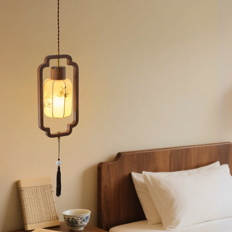 New Chinese Style Wood Pendant Light | Mid-Century Ceiling Fixture | Zen Dining Room Bedroom