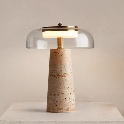 Travertine Stone Table Lamp | Nordic Minimalist Adjustable Lighting | Bedroom