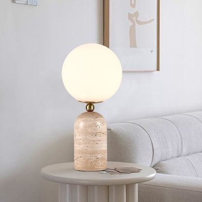 Travertine Stone Table Lamp | Nordic Minimalist Adjustable Lighting | Bedroom