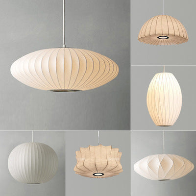 Fabric Pendant Chandelier | Soft Textile Shade Ceiling Light | Dining Room Bedroom