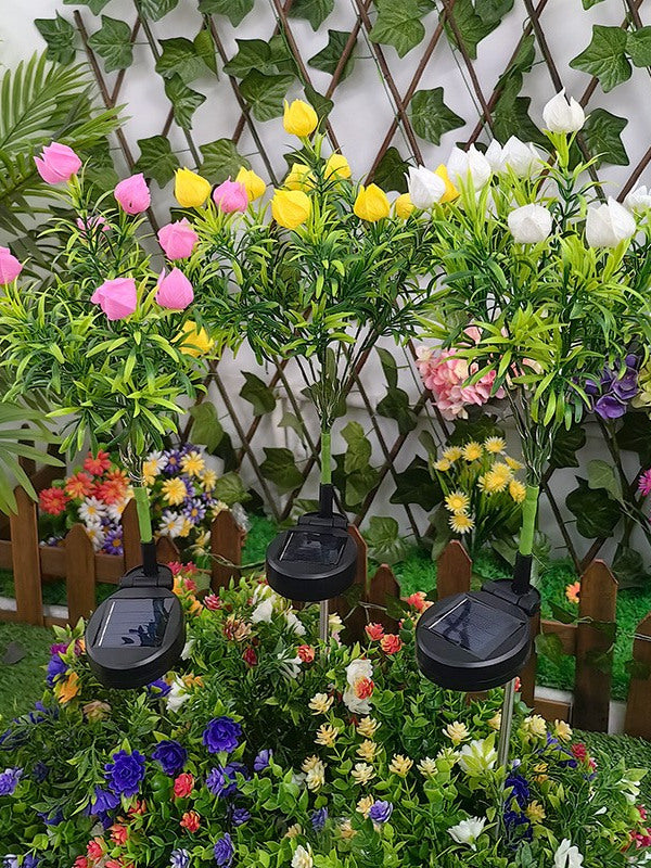 Color-changing optical fiber artificial flower lamp