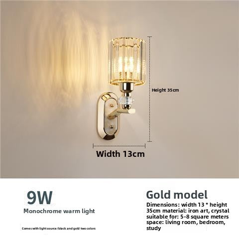 Bedroom bedside lamp eye-care crystal wall light