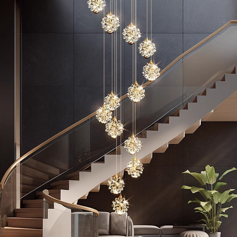 Loft-style high-ceiling living room chandelier