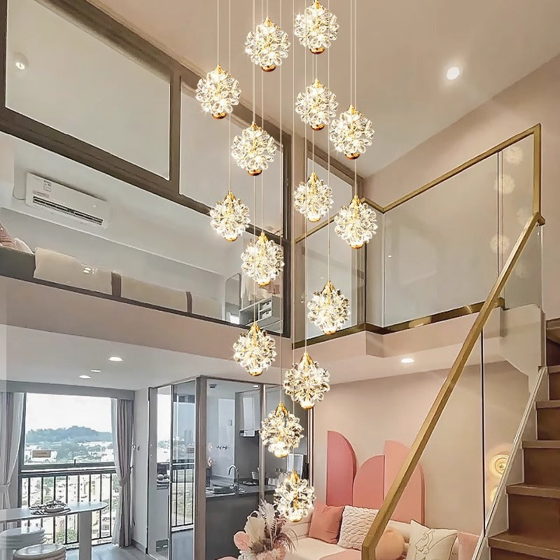 Loft-style high-ceiling living room chandelier
