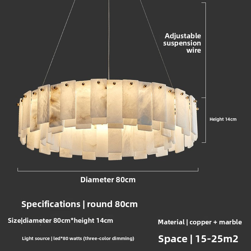 Modern Copper Marble Chandelier with LED Lighting