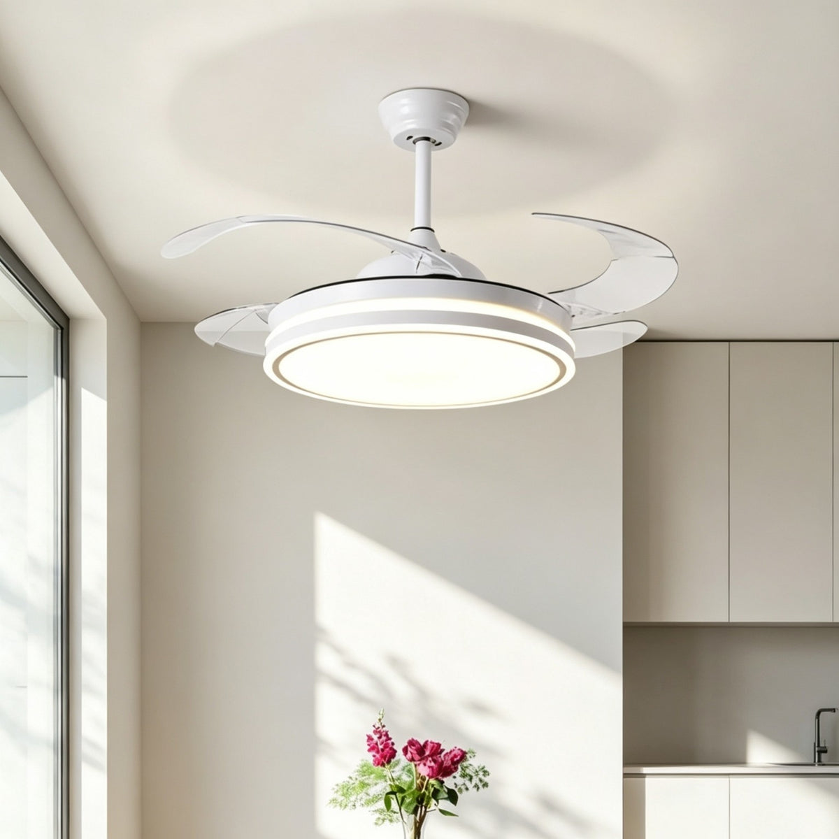 Modern silent smart ceiling fan light with full spectrum lighting