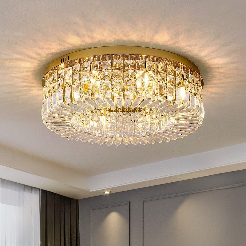 Italian Crystal Ceiling Light | Modern Flush Mount Chandelier | Living Room Bedroom