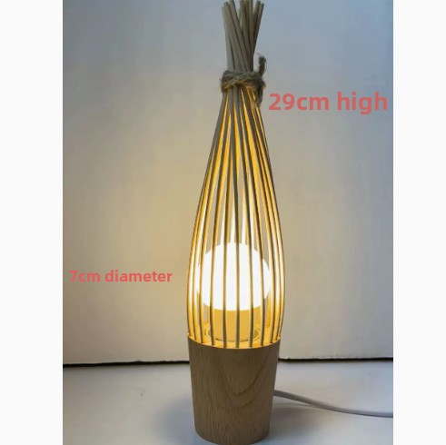 Bamboo Zen Table Lamp | Japanese Natural Woven Bedside Light | Meditation Bedroom Décor