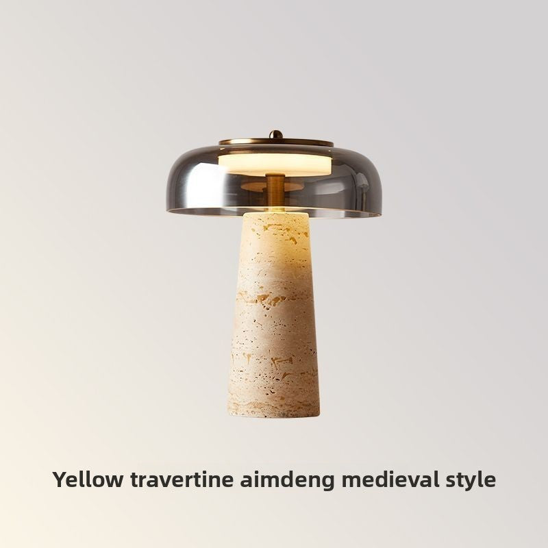 Travertine Stone Table Lamp | Nordic Minimalist Adjustable Lighting | Bedroom