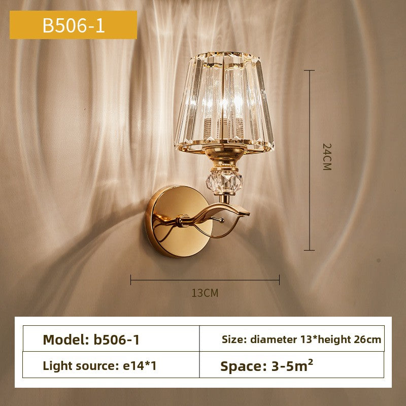 Bedroom bedside lamp eye-care crystal wall light
