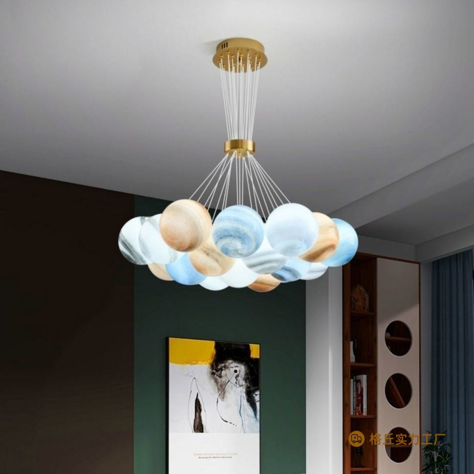 Modern Planet Chandelier LED Light | Celestial Sphere Pendant | Smart Home Compatible | Dining Room