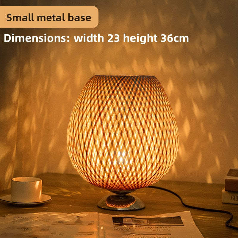Bamboo Table Lamp | Natural Wicker Bedside Light | Boho Living Room Bedroom Décor