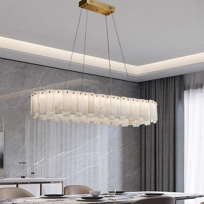 Modern Copper Marble Chandelier with LED Lighting