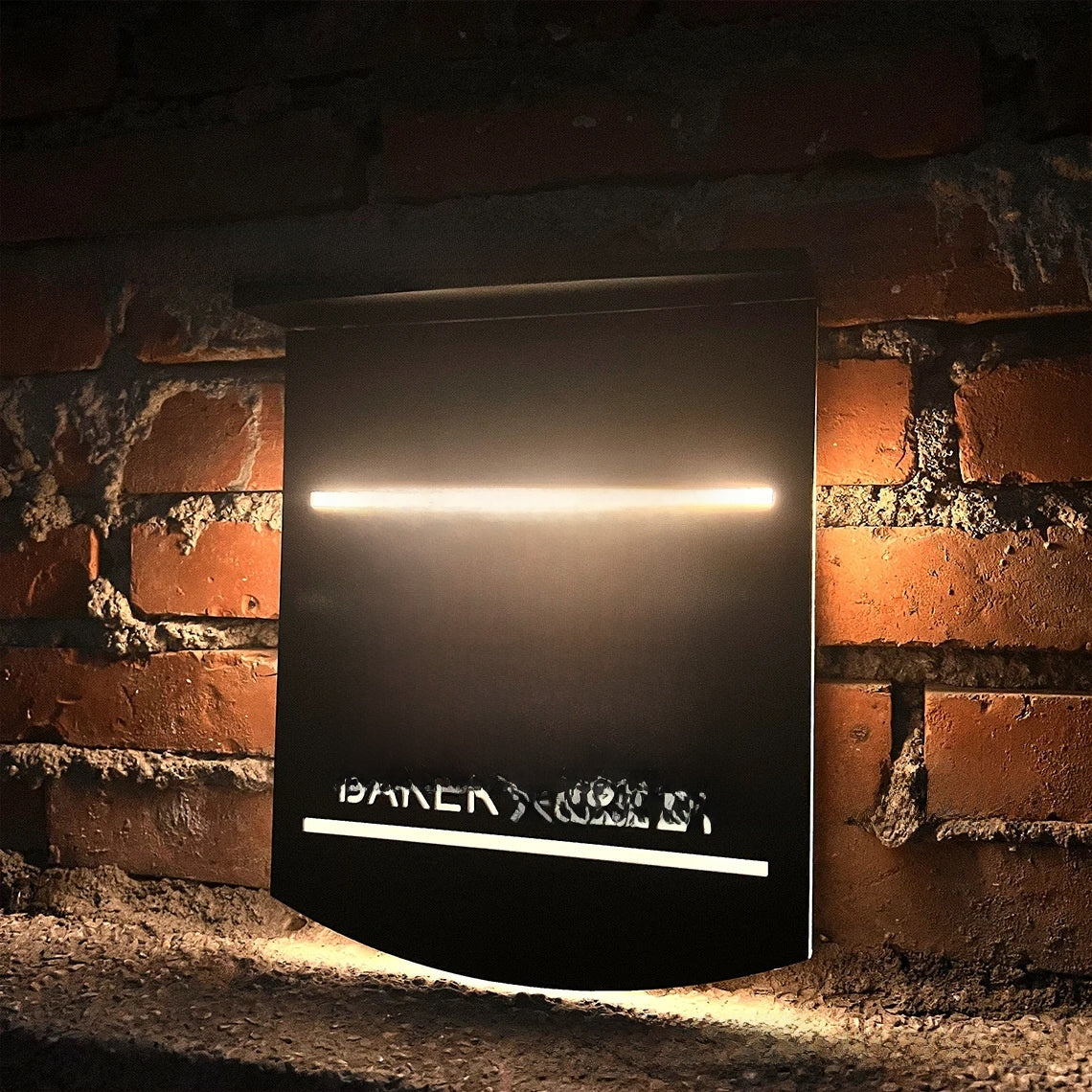 Acrylic printed doorplate with light fixture