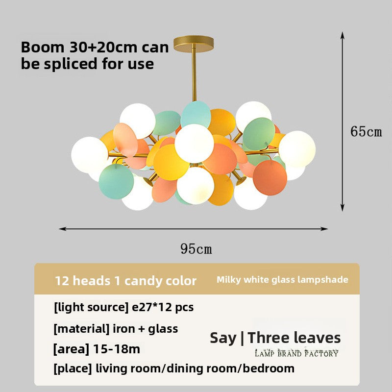 Modern Flower Branch Chandelier | Cream & Matcha Green Pendant Light | Living Room Dining Room