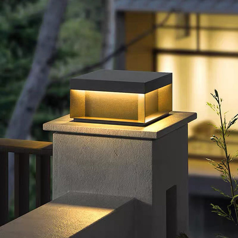Modern Minimalist Stainless Steel Square LED Outdoor Light With Solar & Waterproof Features For Garden, Patio, Gate