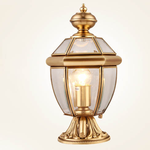 Modern Luxury Hexagonal Bell Round Glass Brass 1-Light Outdoor Light For Garden