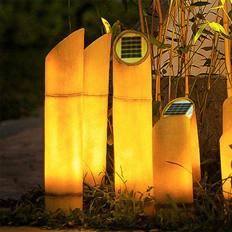Contemporary Creative Waterproof Solar Resin Bamboo LED Landscape Lighting Outdoor Light For Garden