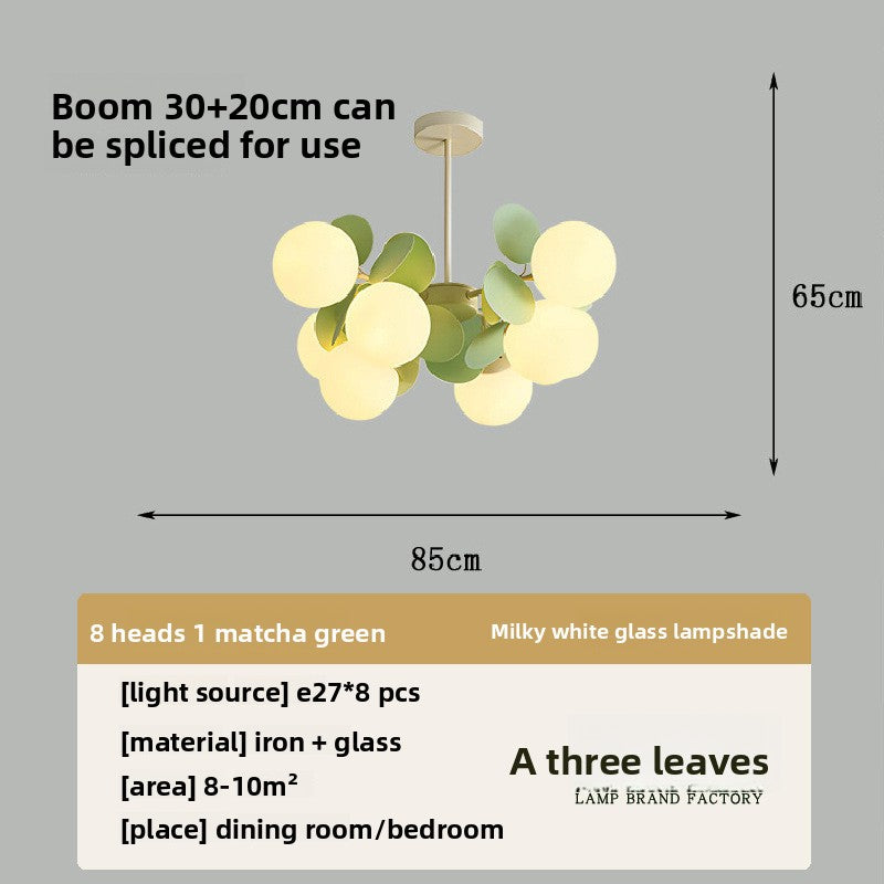 Modern Flower Branch Chandelier | Cream & Matcha Green Pendant Light | Living Room Dining Room