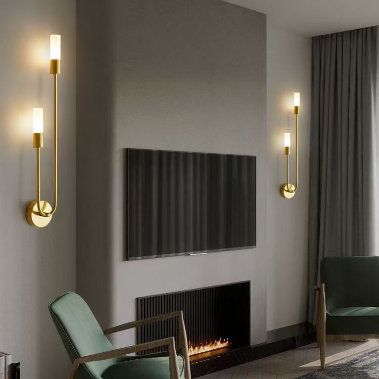 Long bedside wall lamp in the bedroom