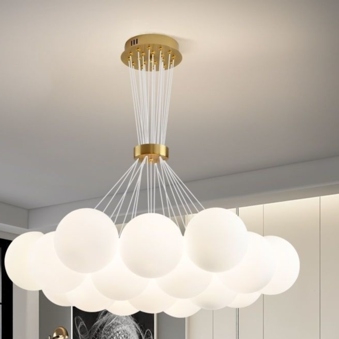 Modern Planet Chandelier LED Light | Celestial Sphere Pendant | Smart Home Compatible | Dining Room