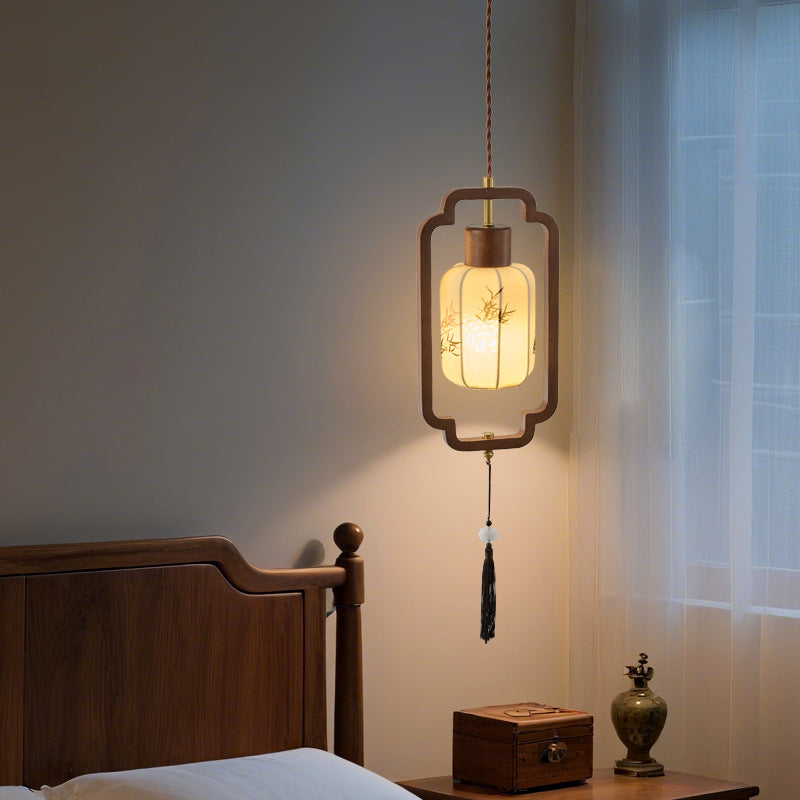 New Chinese Style Wood Pendant Light | Mid-Century Ceiling Fixture | Zen Dining Room Bedroom