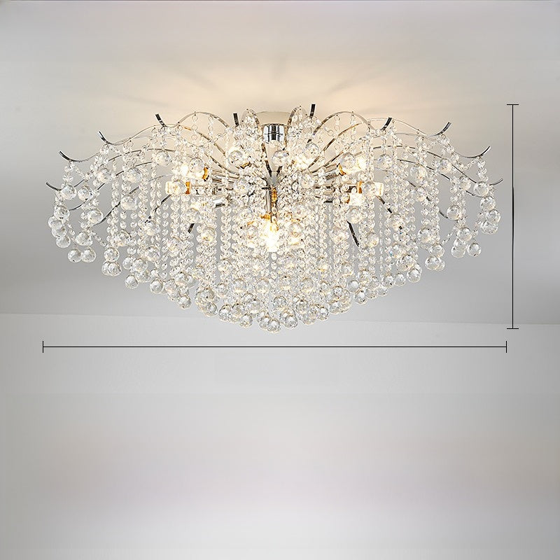 Crystal LED Ceiling Chandelier | Luxury Dimmable Flush Mount | Living Room Bedroom
