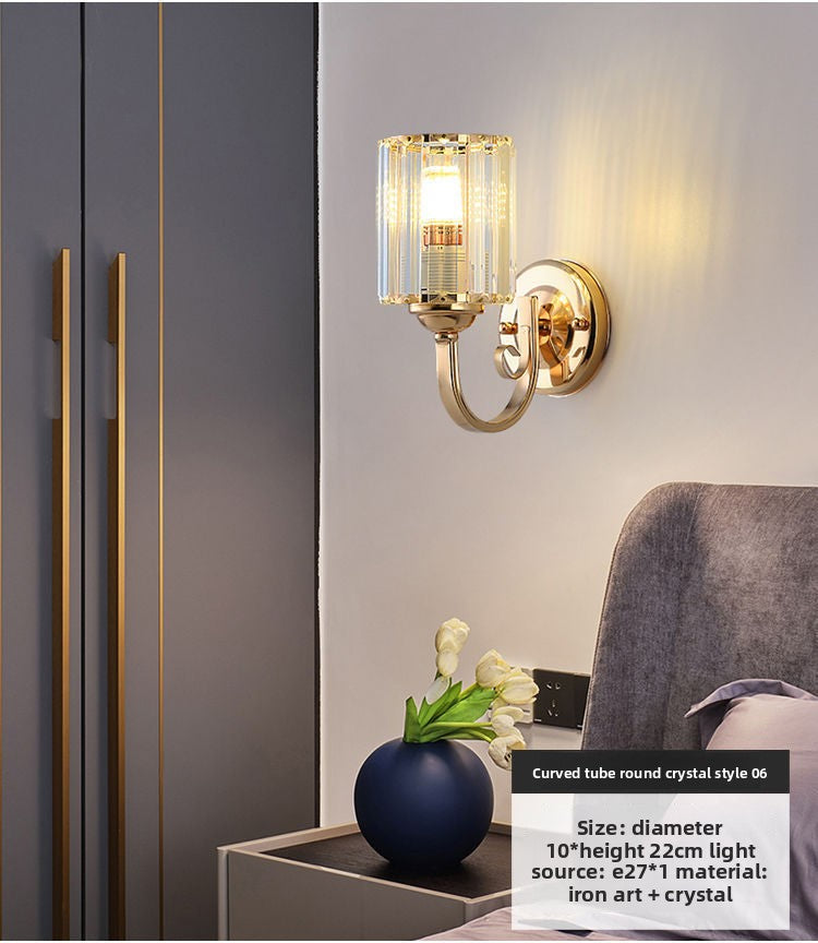 Bedroom bedside lamp eye-care crystal wall light