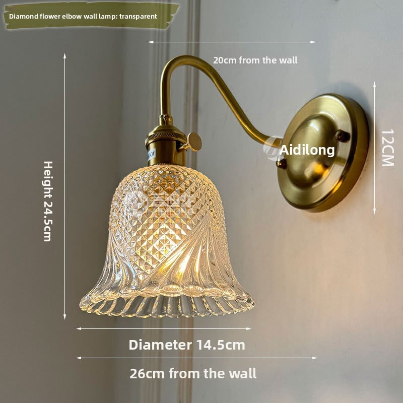 Brass Green Glass Wall Lamp | Art Deco Retro Sconce | Bedroom Cafe Bar Home Décor