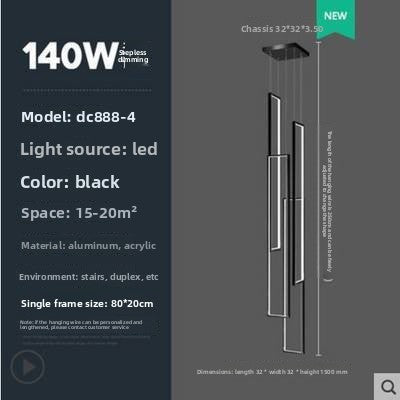 Modern Rectangular LED Chandelier | Dual-Purpose Pendant & Ceiling Flush Mount | Dining Room