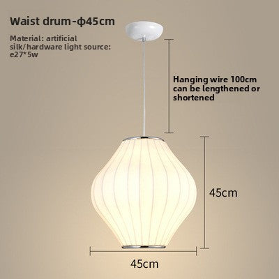 Fabric Pendant Chandelier | Soft Textile Shade Ceiling Light | Dining Room Bedroom