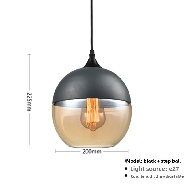 Glass Ball Chandelier | Amber Wood Grain Pendant Light | Dining Room Bar Retro Décor