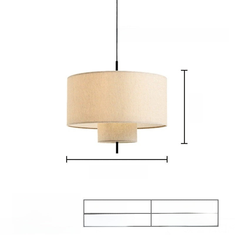 French Antique Chandelier with Fabric Lampshades | Vintage Japanese Cream Style Pendant Light
